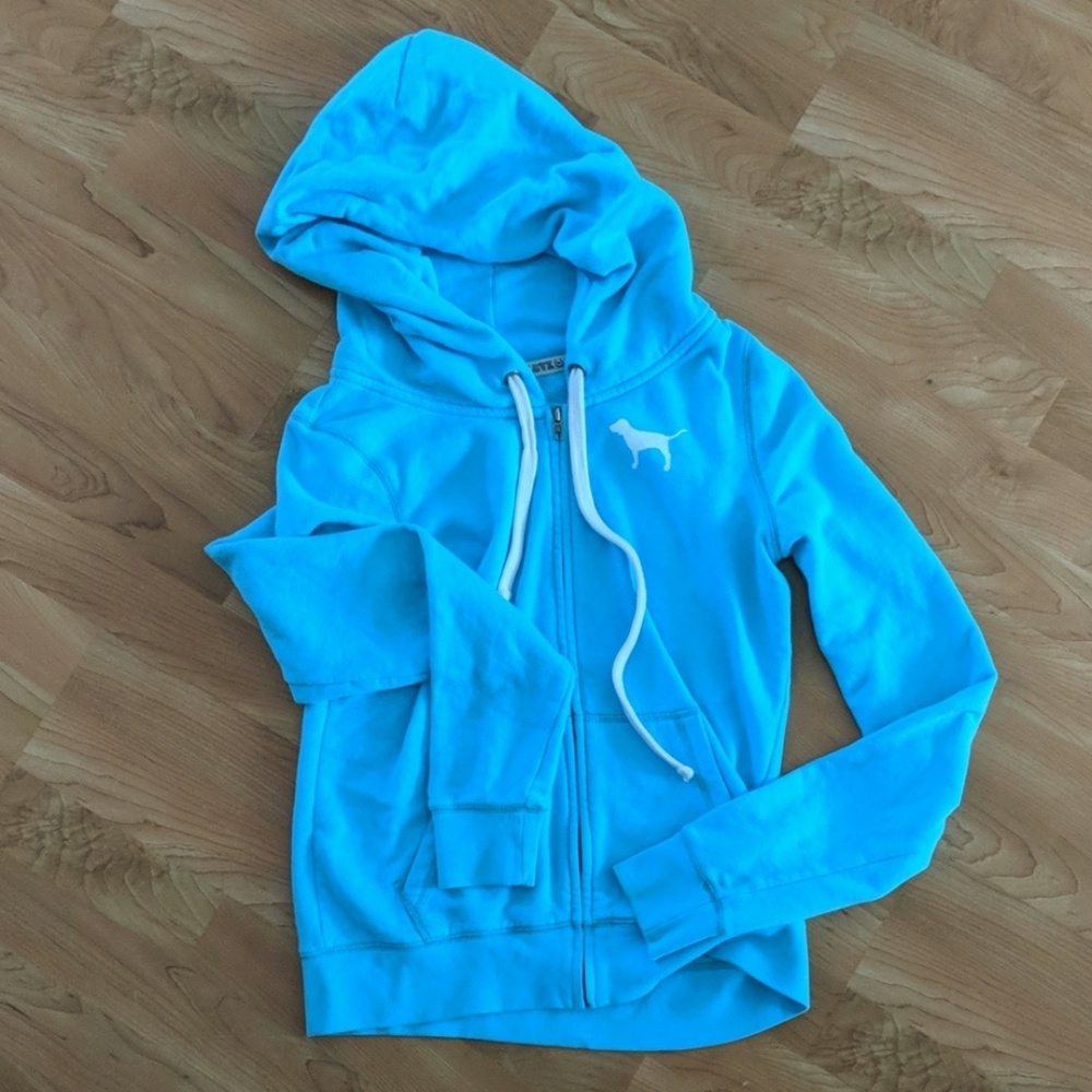 Love Pink Victoria's Secret blue zip up hoodie